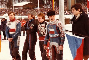 Semifinále v Inzellu 1984: zleva Milan Špinka, Jan Verner, Jiří Svoboda a Stanislav Dyk