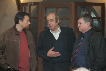 Aleš Linhart a slánští funkcionáři Petr Pospíchal a Václav Šrámek.